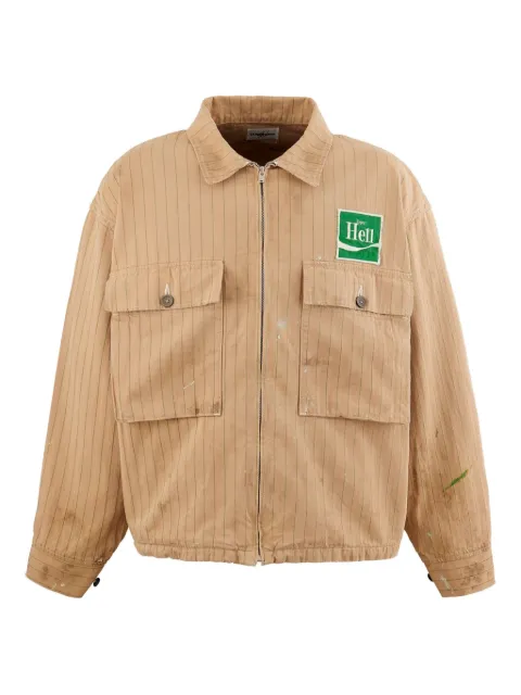 SAINT MXXXXXX pinstripe zip-up jacket Brown SMHR80000C23BEI