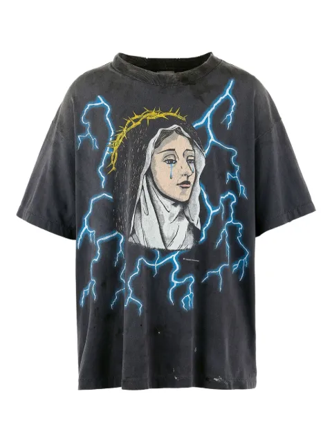 SAINT MXXXXXX lightning-print T-shirt Grey SMHR80000011BLK