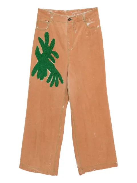 Kinyan Lam hand embroidery straight jeans Brown JYCTRS04A