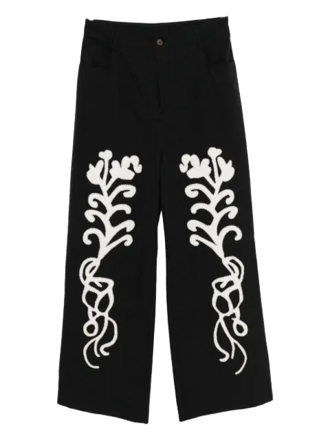 Kinyan Lam applique hand embroidery straight jeans Blue JYCTRS04B