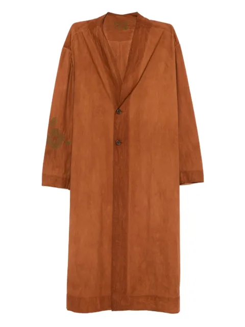 Kinyan Lam cotton collarless coat Brown JYC24ST07