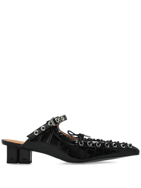 GANNI 50mm buckle-fastening lace-up mules Black S3009