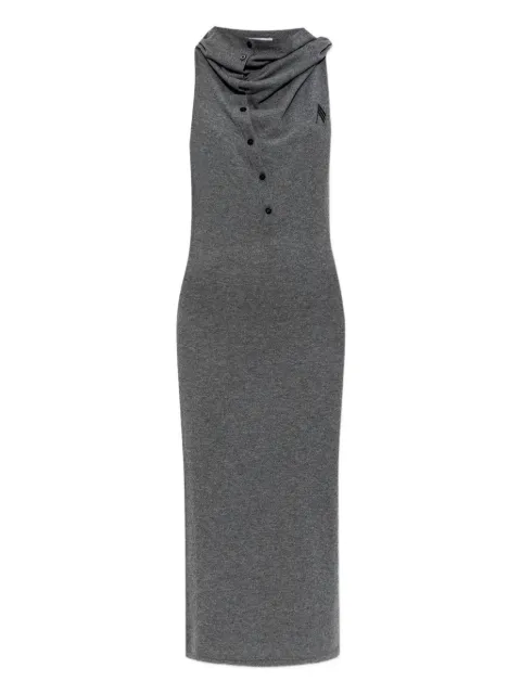 The Attico cowl-neck buttoned midi dress Grey 251WCW00255KWS008AA