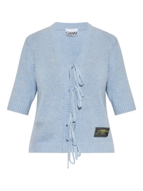 GANNI tie-front V-neck knitwear Blue K2570