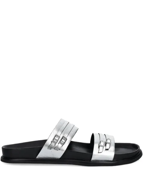 VAGABOND buckle-detail leather slides Silver 592238379