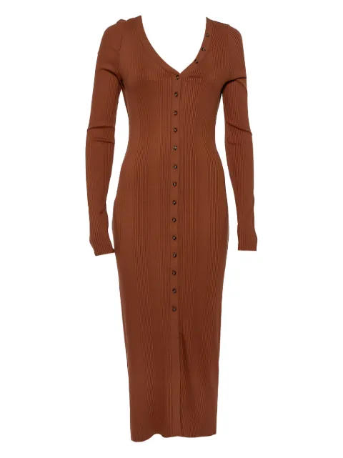 THE RANGE ribbed button maxi dress Brown 437623