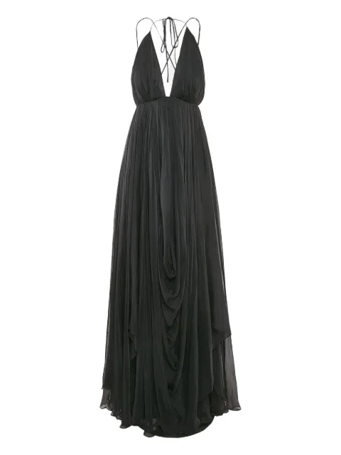 GAURI & NAINIKA draped-detail maxi dress Black 1094783