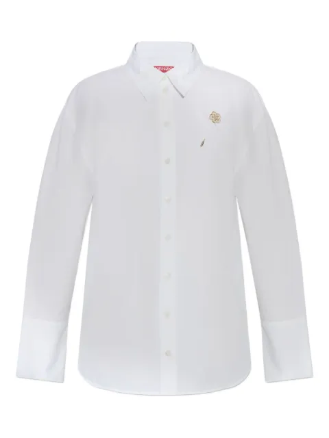 Kenzo Boke Flower-embellished cotton shirt White FF62CH2549LB