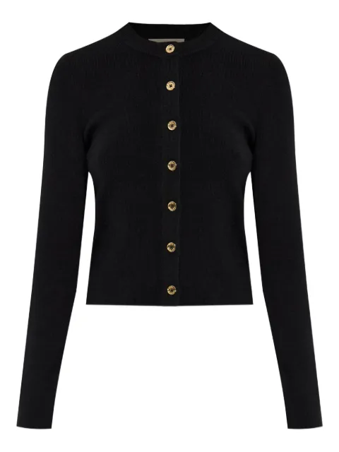 Michael Michael Kors ribbed gold-button cardigan Black MT5617W4VR