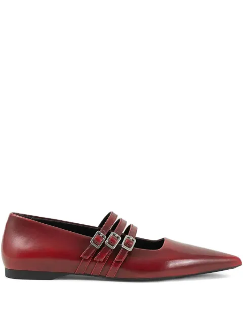 VAGABOND Hermine pointed-toe buckled ballet flats Red 583321847