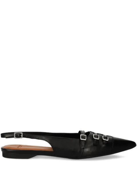 VAGABOND Hermine pointed-toe buckled ballet flats Black 553310120