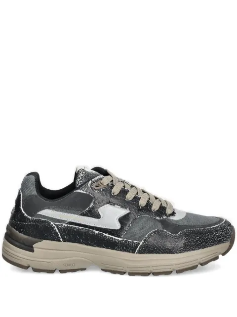 Stepney Workers Club cracked-leather sneakers Grey YP03010