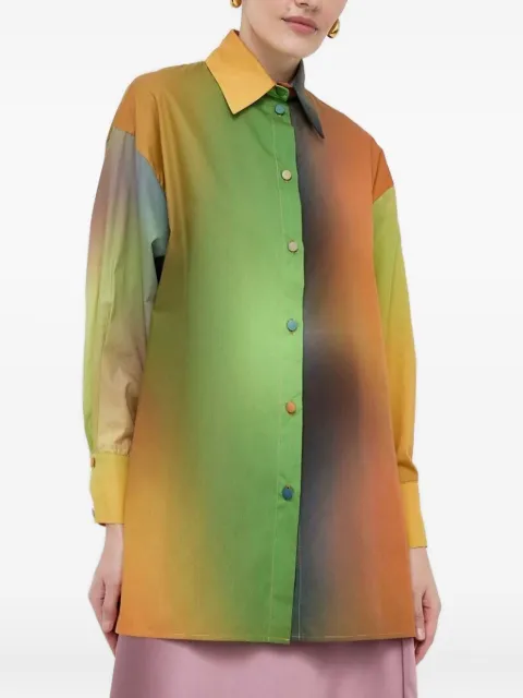 Silvian Heach ombre cotton shirt Green GPP24363CA