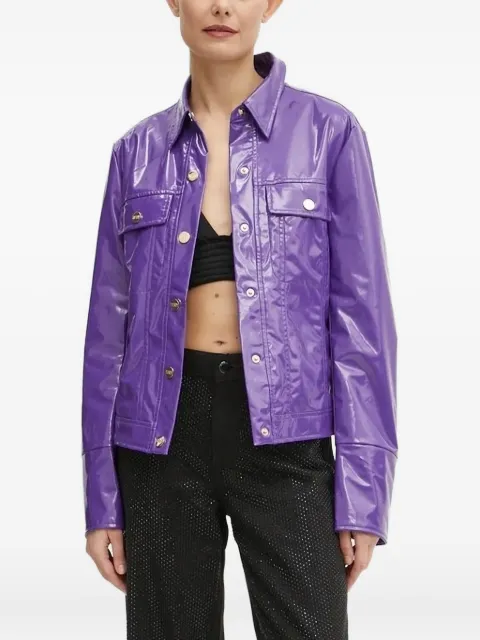 Silvian Heach high-shine button-fastening jacket Purple GPA24113GB