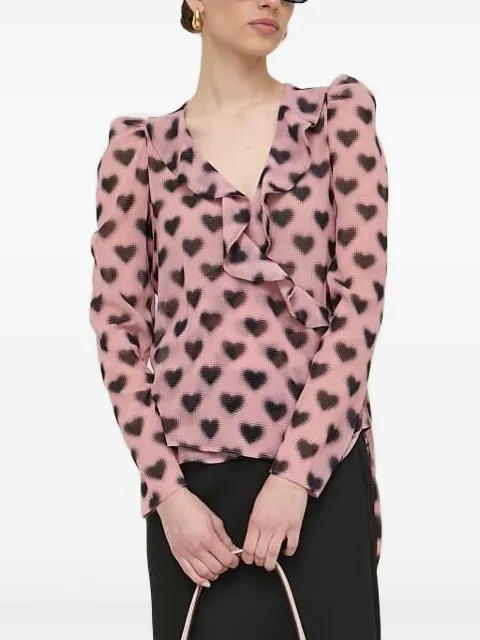 Silvian Heach heart-print ruffled blouse Pink GPP24348BL