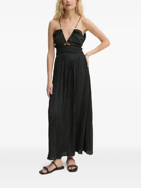 Sessùn pleated V-neck midi dress Black 25205009