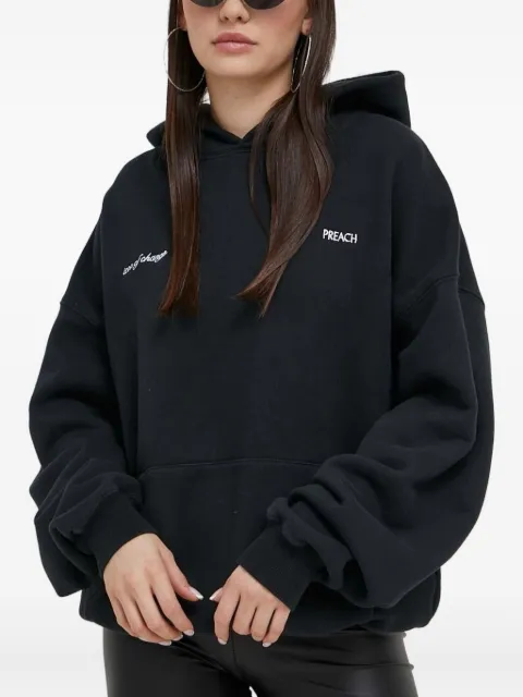 PREACH lettering-print logo hoodie Black 206311