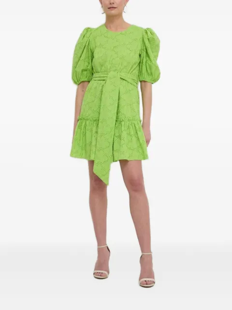 Silvian Heach eyelet puff-sleeve mini dress Green GPP24272VE