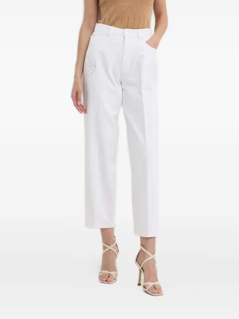 Silvian Heach logo-patch jeans White GPP24488JE