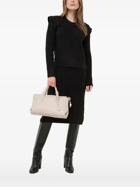 Silvian Heach cable-knit ruffled sweater Black GPA23181MA