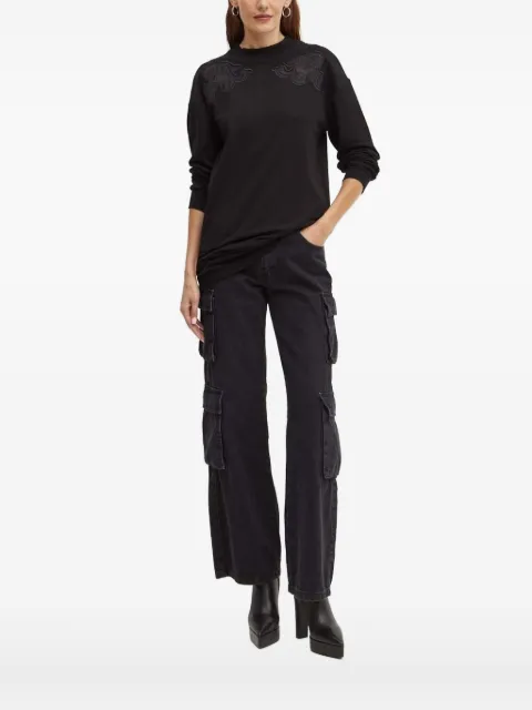 Silvian Heach lace-embellished long-sleeve sweatshirt Black GPA24265FE