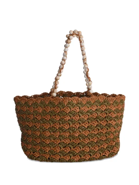 0711 Capri beaded beach bag Brown 0711FW2525