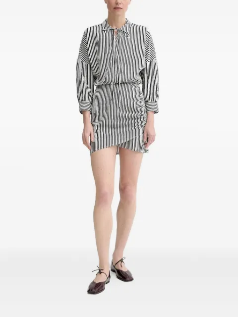 Sessùn Laurel tie-neck striped mini shirt dress White 25205024
