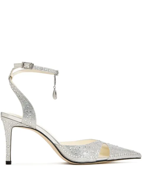 JW Pei 85mm Haidi crystal-embellished heeled pumps Silver JF304059