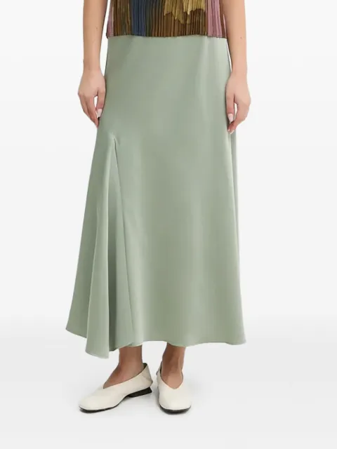 Sandro Ferrone asymmetric-hem satin skirt Green SFS32YBE