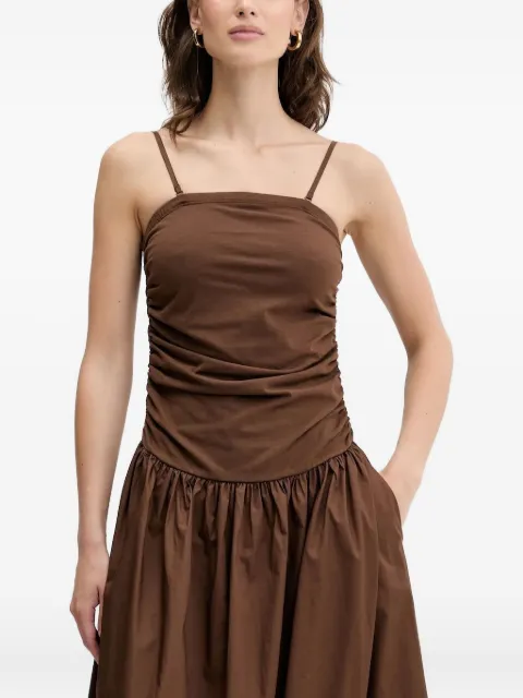 NEVER FULLY DRESSED Lola gathered-waist midi dress Brown NFDDR1632
