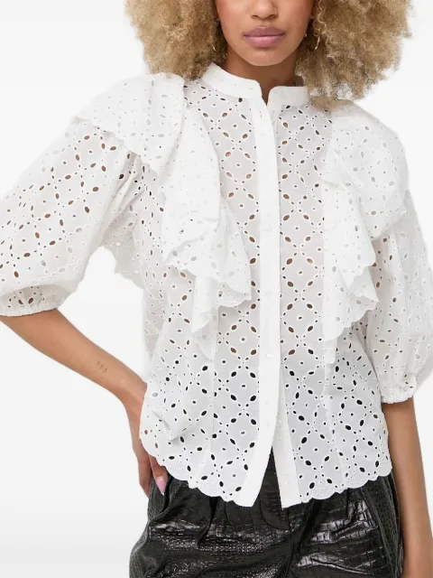 Notes du Nord Honey eyelet-embroidered ruffle blouse White 13271
