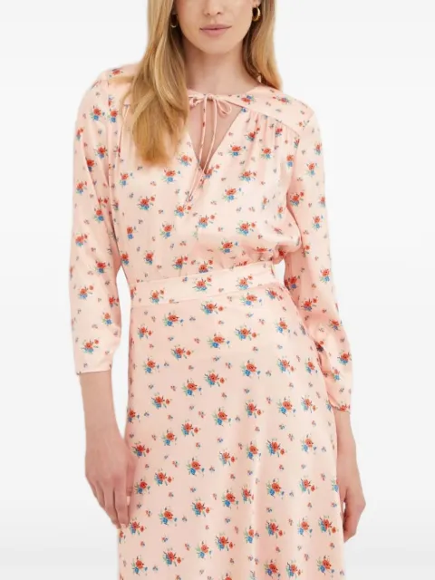 Notes du Nord floral-print tie-neck top Pink 13138