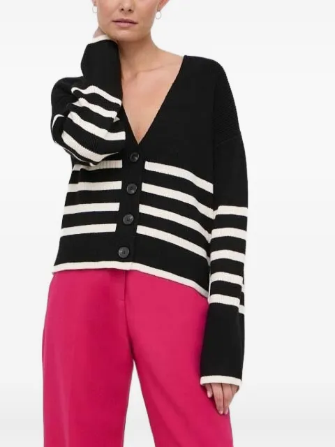 Notes du Nord striped ribbed cardigan Black 13304