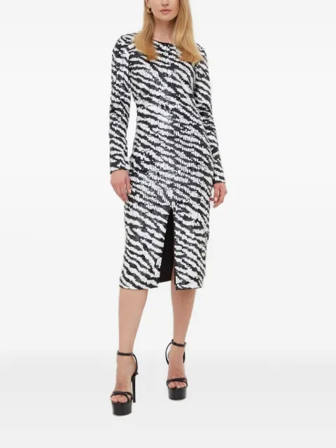Notes du Nord zebra-print sequin-embellished midi dress Black 13075