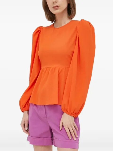 Notes du Nord puff-sleeve tie-back top Orange 13124