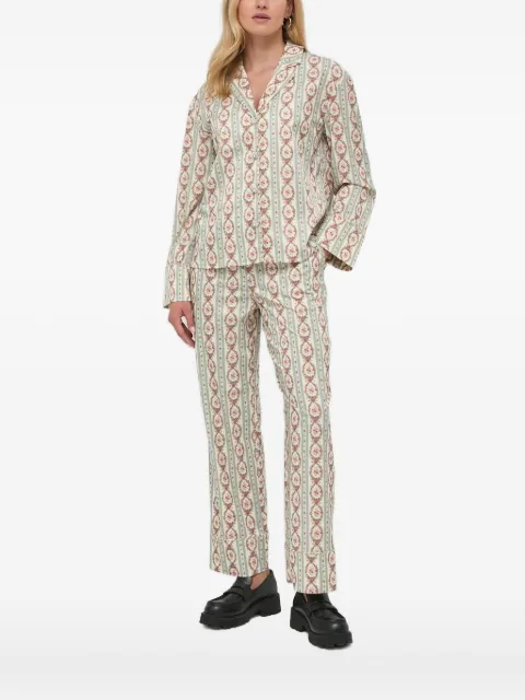 Notes du Nord floral-stripe embellished-button shirt Neutrals 12786