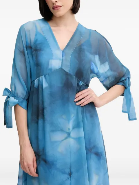 Sandro Ferrone floral-print tie-sleeve midi dress Blue S32X