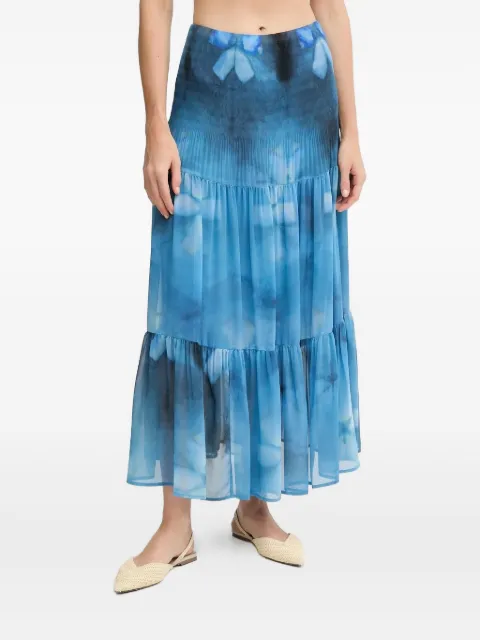 Sandro Ferrone pleated tiered midi skirt Blue S32XBE