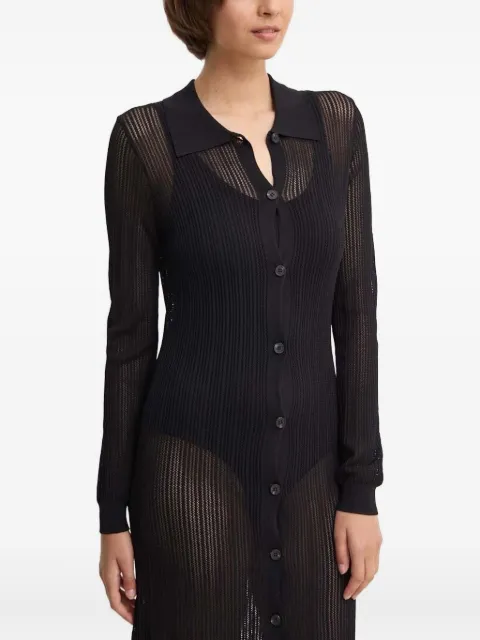 Sandro Ferrone polo-neck ribbed-knit midi day dress Black SFS138X