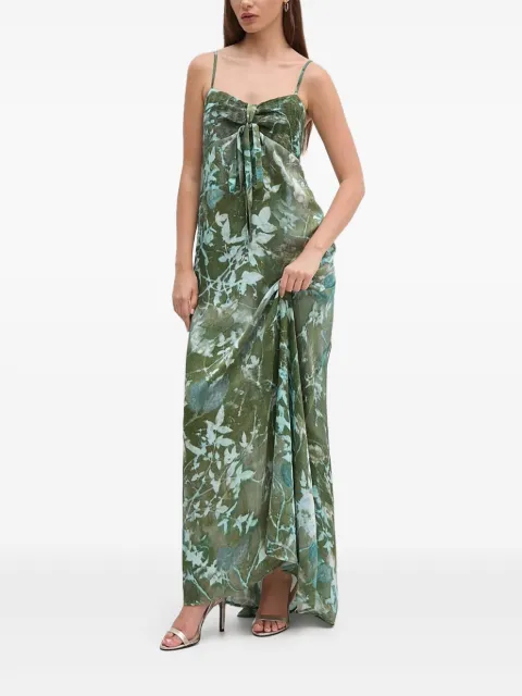 Sandro Ferrone pleated tie-front maxi dress Green SFS32XBD