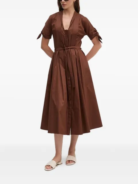 Sandro Ferrone tie-cuff belted midi dress Brown SFS31XBD