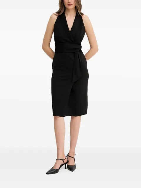 Sandro Ferrone wrap-neck sleeveless midi dress Black S18X