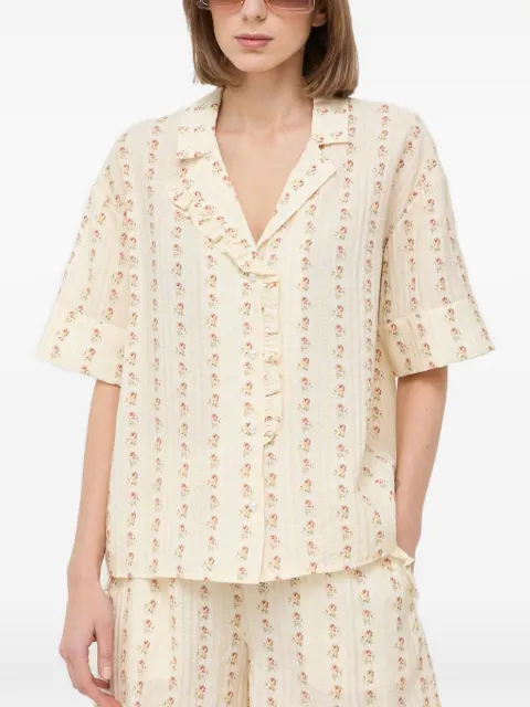 Notes du Nord ruffled floral shirt Neutrals 13097