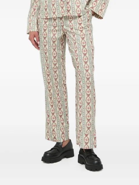 Notes du Nord floral-stripe trousers Neutrals 12787