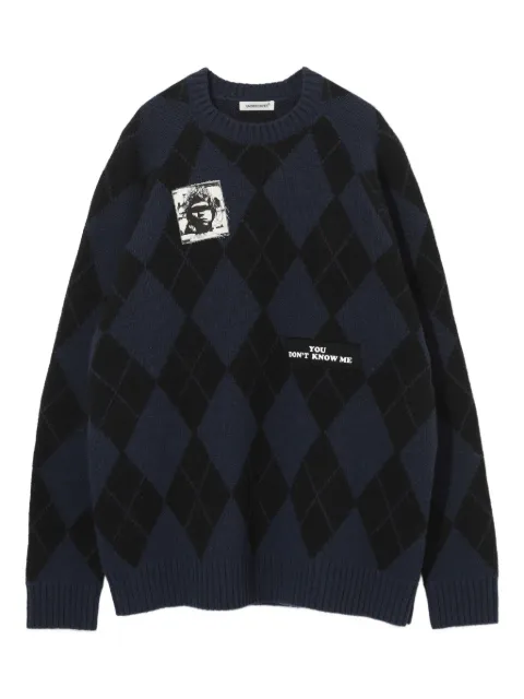 Undercover argyle-patterned sweater Blue UP2E4902