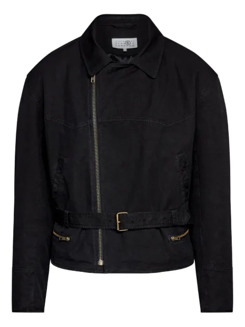 MM6 Maison Margiela belted asymmetrical-zip jacket Black SH2AM0049S78548