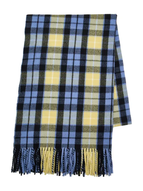 Undercover check-fringe scarf Blue UC2E4S02