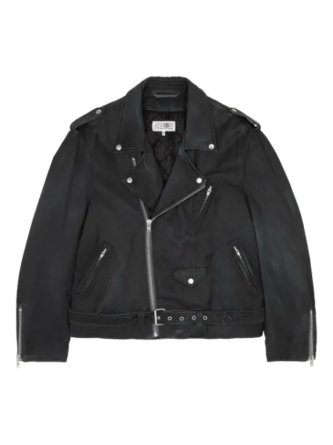 MM6 Maison Margiela asymmetrical-zip biker jacket Black SH0AM0066M35452