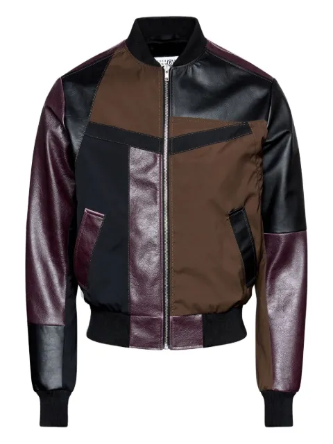 MM6 Maison Margiela leather-paneled bomber jacket Brown SH2AM0042M35609
