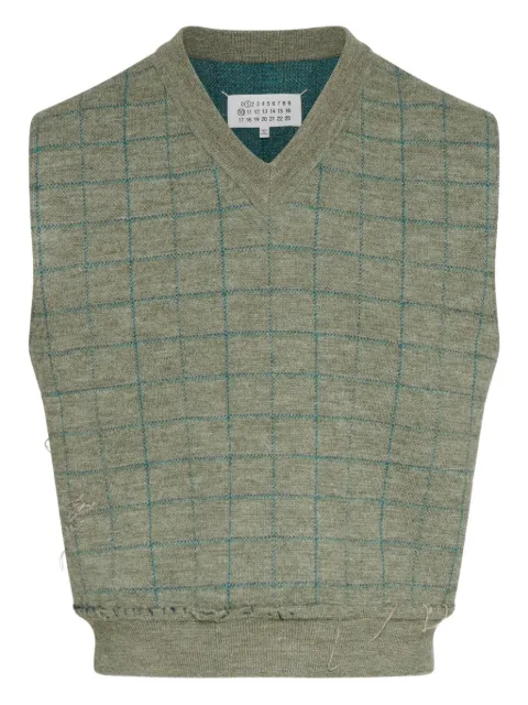 Maison Margiela checked V-neck vest Green S50FB0116M13146